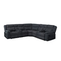 109.4'' Manual Reclining Sectional Sofa Black Black Polyester Blend 5 Seat