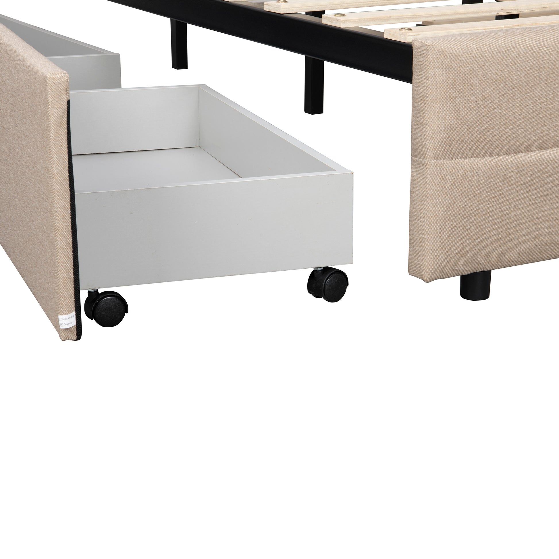 Queen Size Upholstered Platform Bed Frame With 4 Storage Drawers, Adjustable Linen Headboard, Wooden Slats Support, No Box Spring Needed, Easy Assembly, Light Beige Box Spring Not Required Queen Light Beige Wood Bedroom American Design Bed Frame Linen