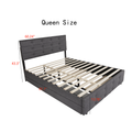 Queen Size Upholstered Linen Fabric Trundle Bed With Drawers Grey Box Spring Not Required Queen Grey Wood Bedroom American Design Bed Frame Linen Linen