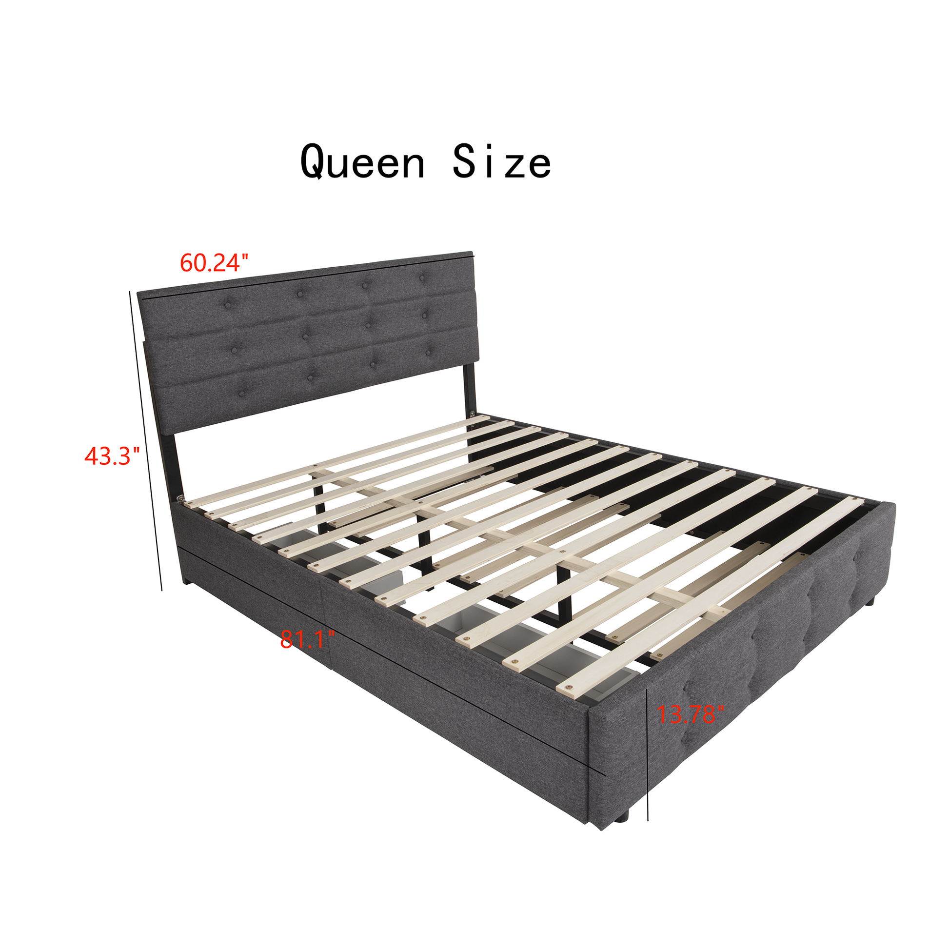 Queen Size Upholstered Linen Fabric Trundle Bed With Drawers Grey Box Spring Not Required Queen Grey Wood Bedroom American Design Bed Frame Linen Linen