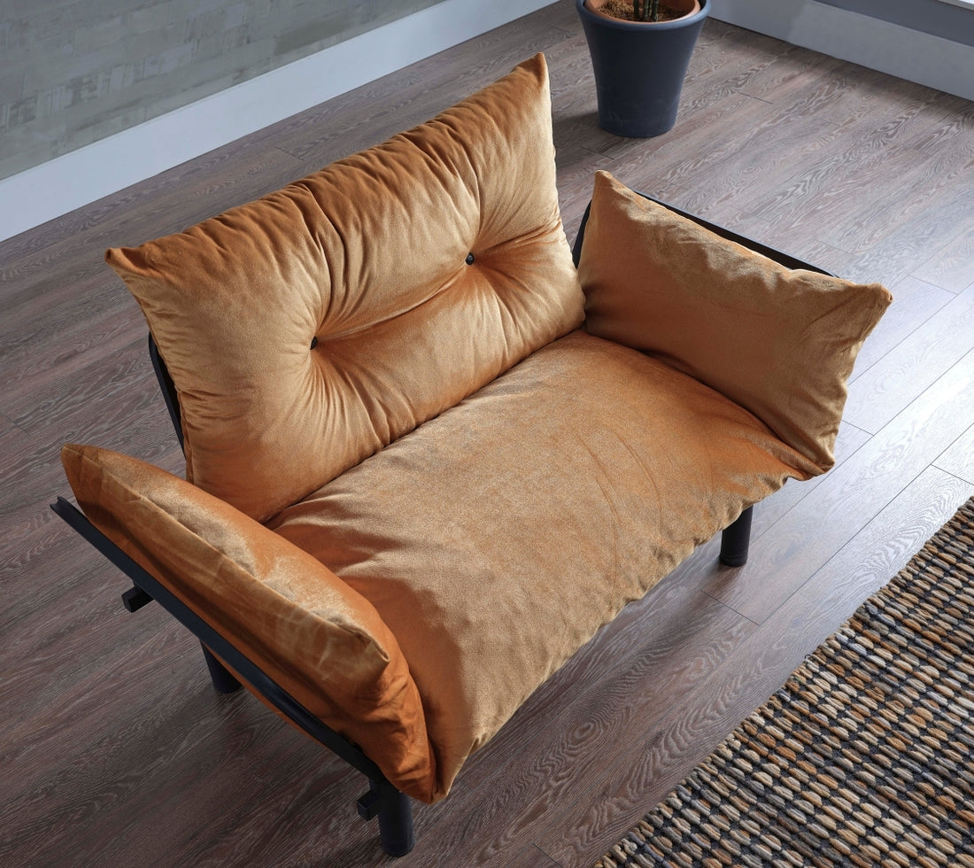 Sona Futon Beautiful Seat Mustard Metal Metal