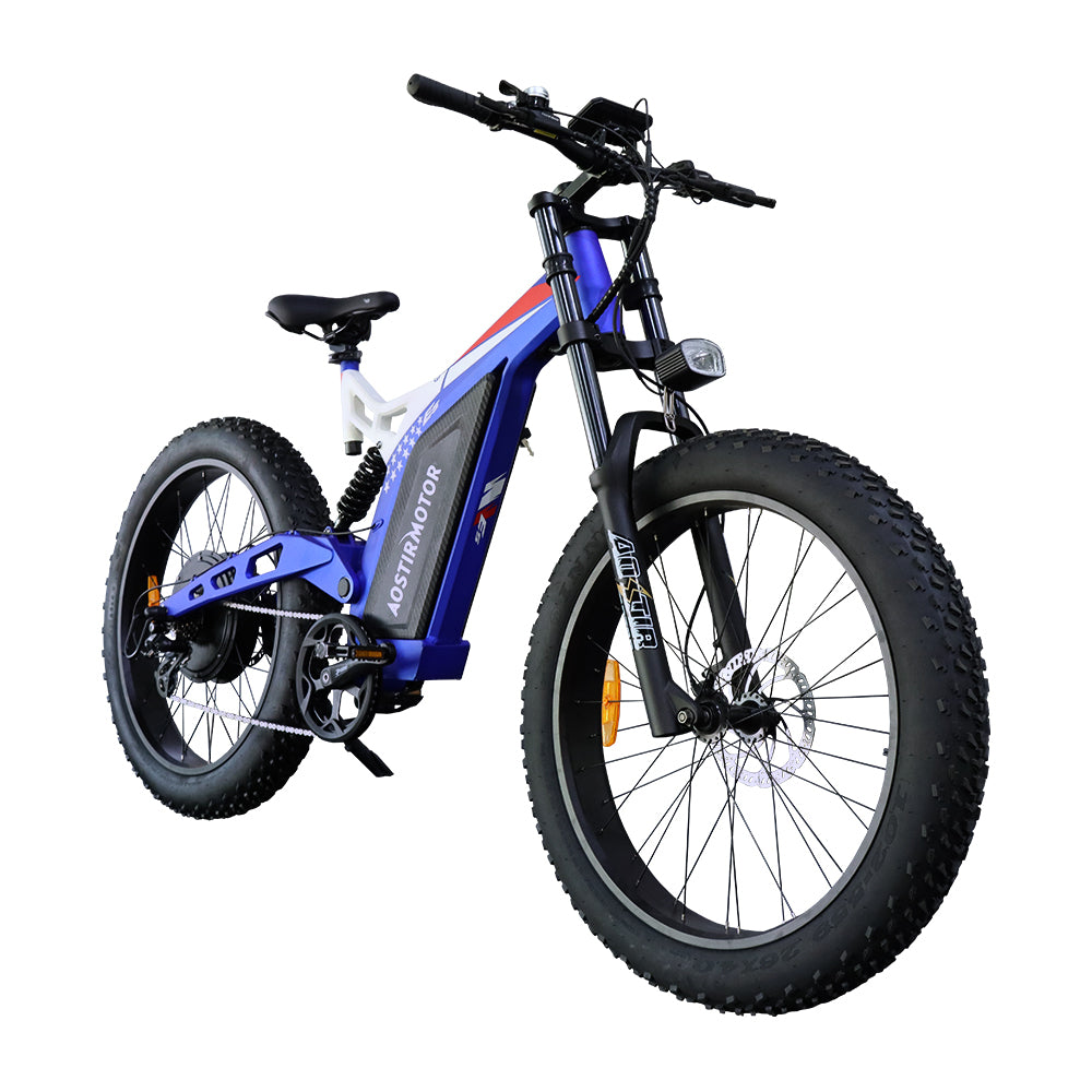 Aostirmotor 26" 1500W Electric Bike Fat Tire P7 48V 20Ah Removable Lithium Battery For Adults S17 1500W Blue Aluminium