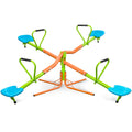 Xss004 Outdoor Playground Four Seats Seesaw For Kids 360 Degree Rotating Sturdy Plastic Seat Seesaw For Kids Seesaw Blue And Green For Kids Age 3 Green Steel