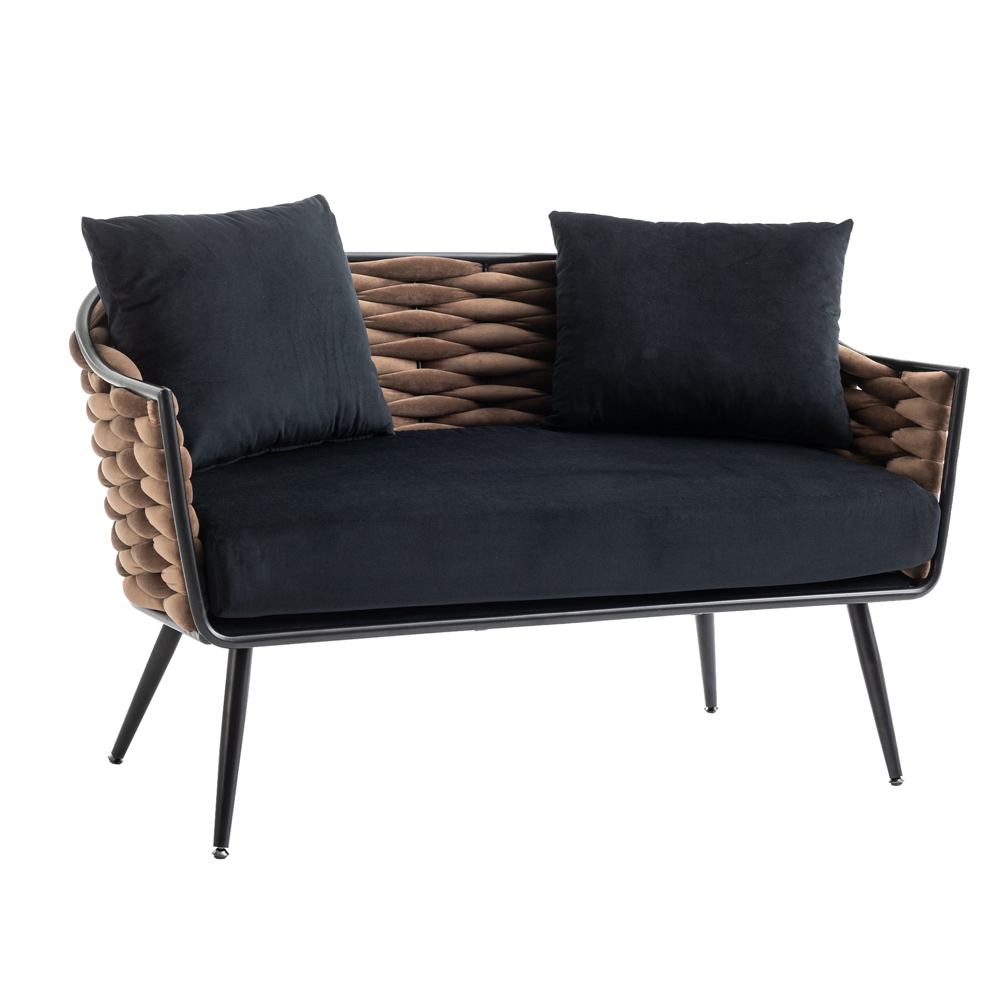 Velvet Accent Chair Modern Upholstered Armsofa Tufted Sofa With Metal Frame, Single Leisure Sofa For Living Room Bedroom Office Balcony Black Primary Living Space Velvet