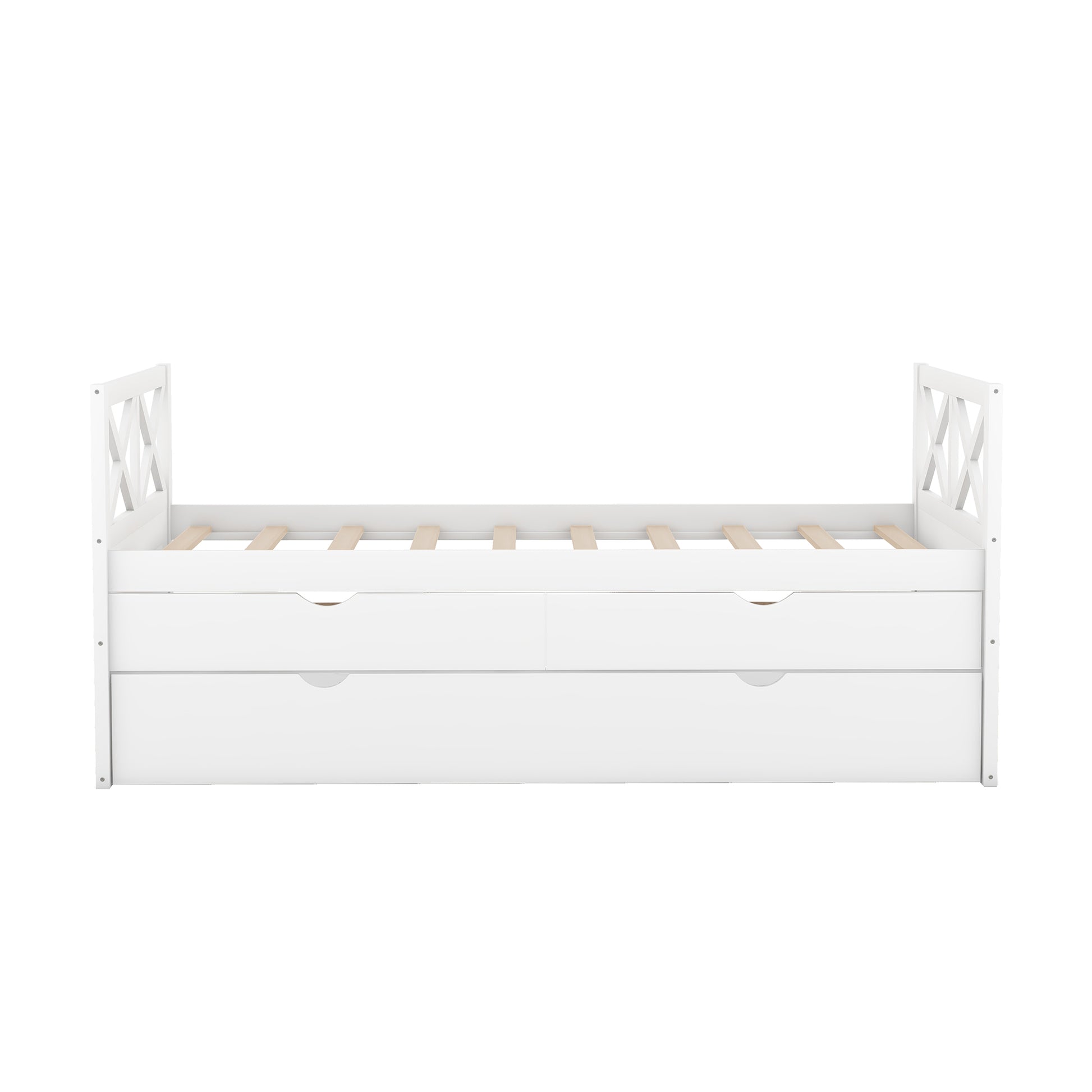 Multi Functional Daybed With Drawers And Trundle, White Box Spring Not Required Twin White Wood Daybeds Pine