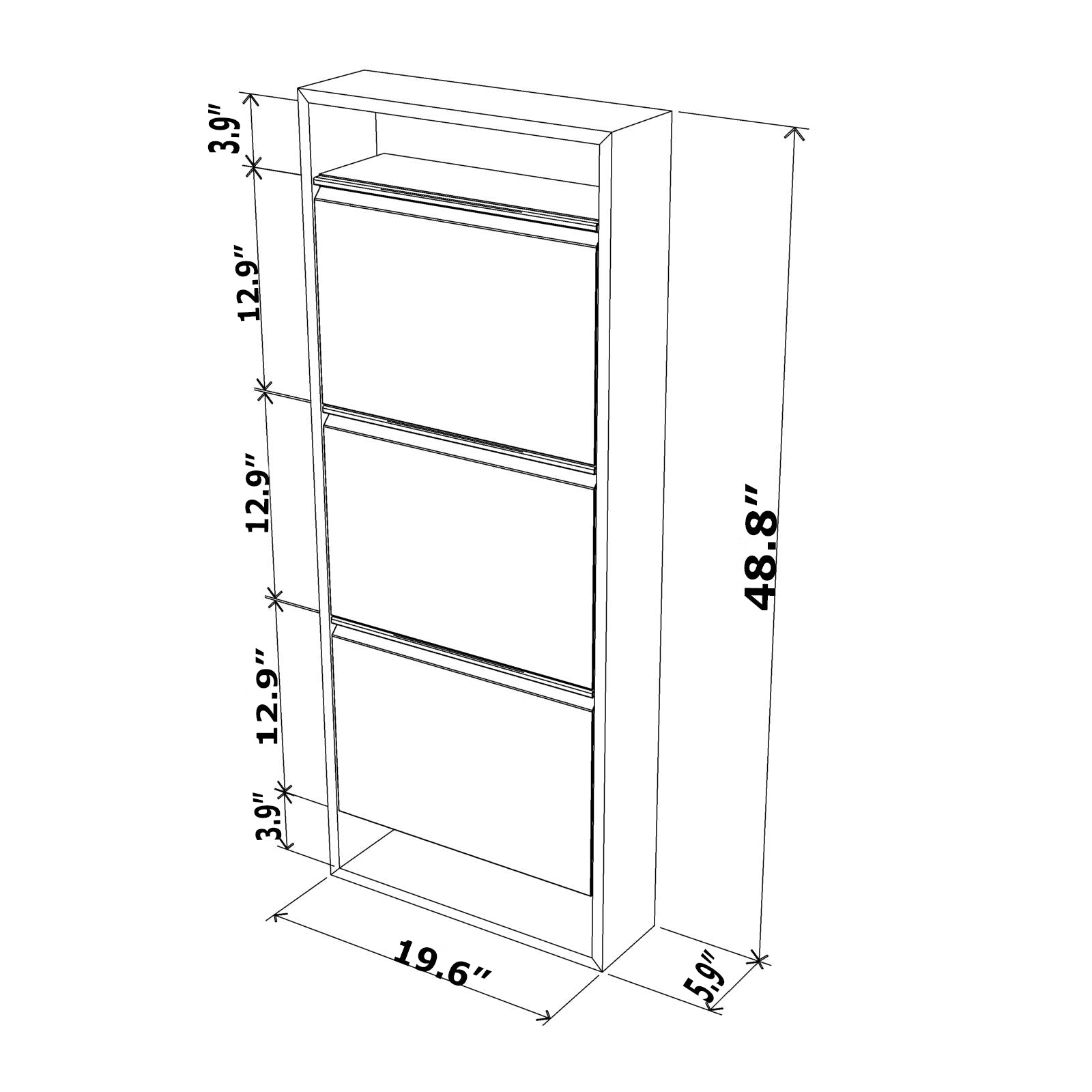 Hide 3 Tier Wood Frame Shoe Storage Walnut Wood