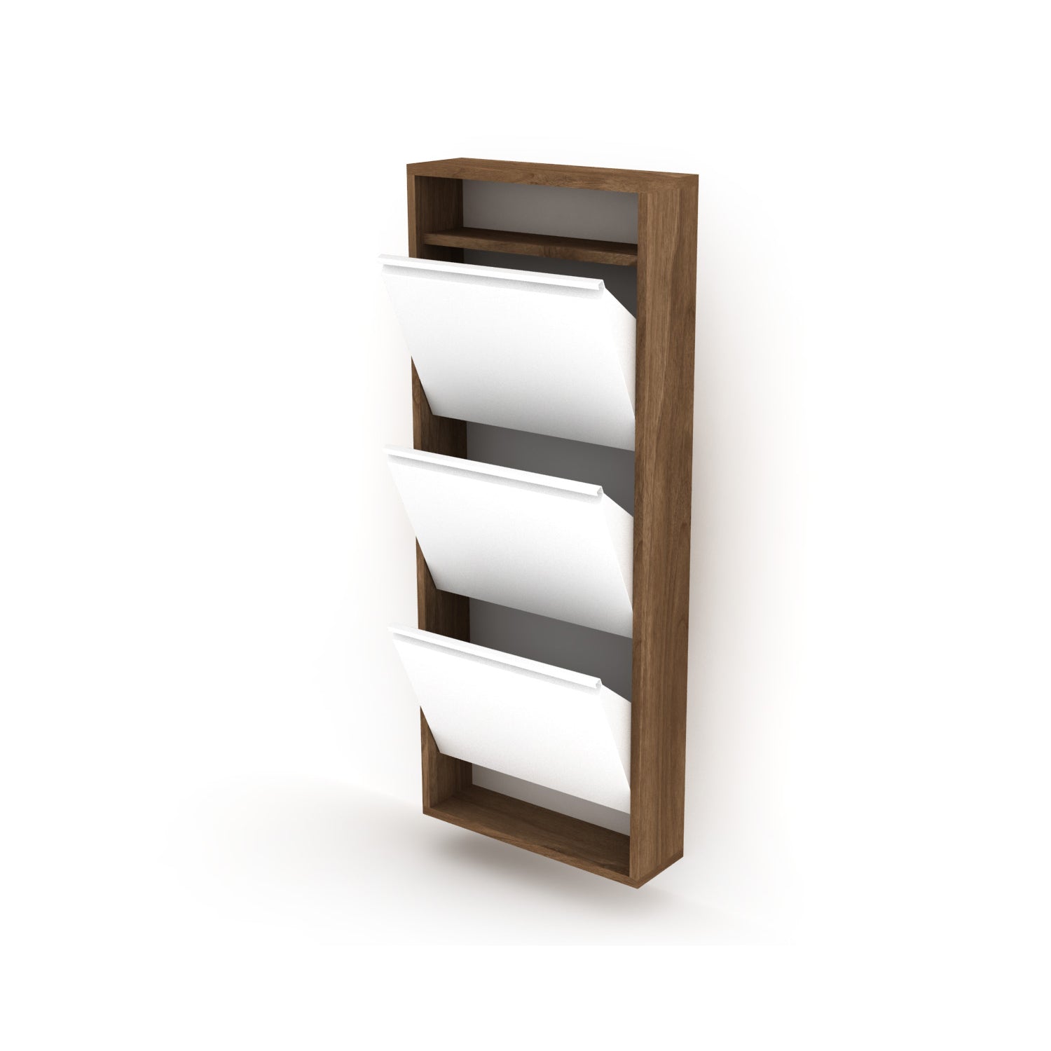 Hide 3 Tier Wood Frame Shoe Storage California Walnut Wood