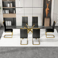 Large Modern Minimalist Rectangular Glass Dining Table For 6 8 With 0.39
