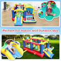 7 In 1 Inflatable Bounce House, Bouncy House With Ball Pit For Kids Indoor Outdoor Party Family Fun, Obstacles, Toddler Jump Bouncy Castle With Ball Pit For Birthday Party Gifts Multicolor Oxford Fabric