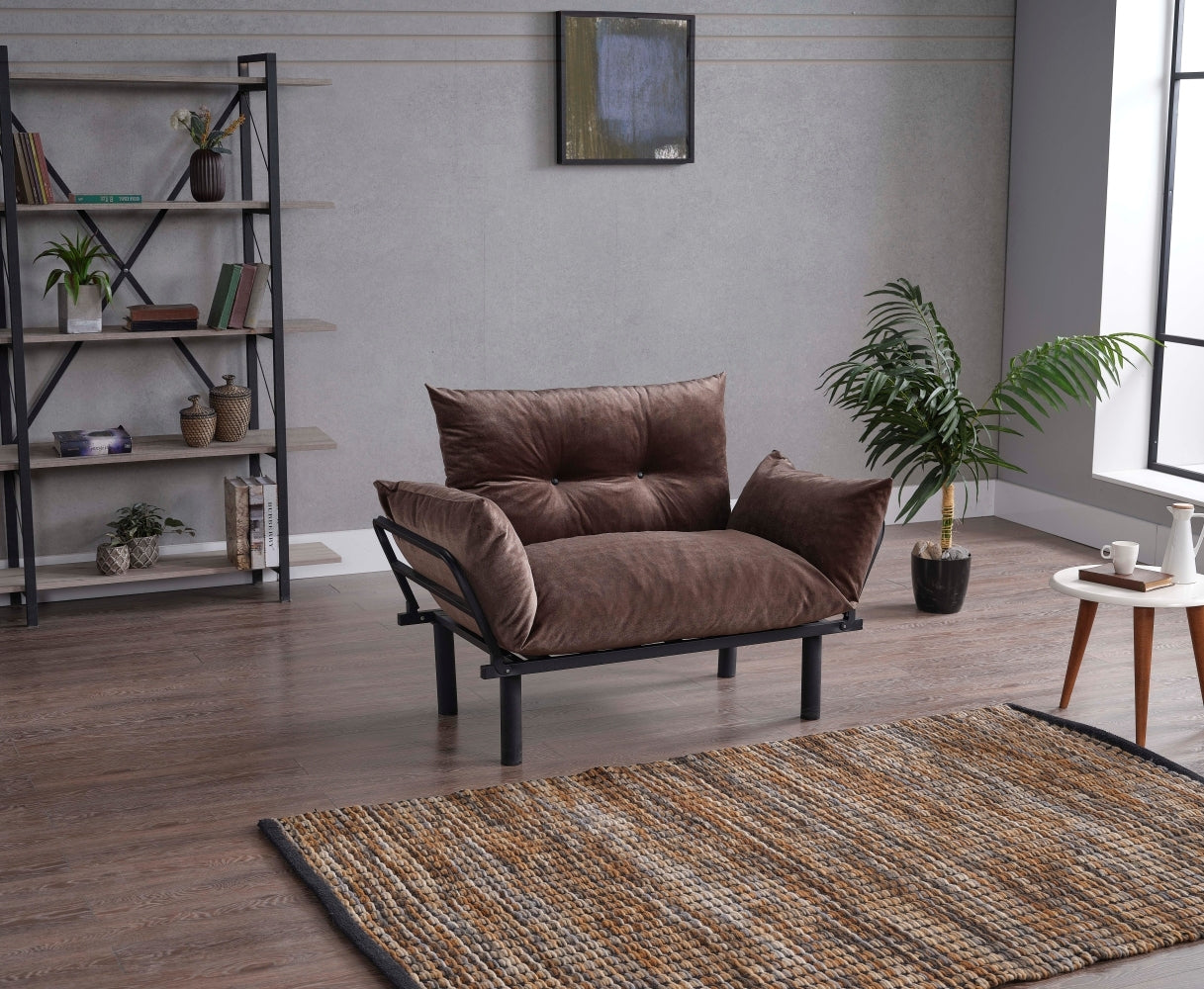 Sona Futon Beautiful Seat Brown Metal Metal