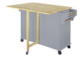 Cambridge Natural Wood Top Kitchen Island With Storage Gray Solid Wood Mdf