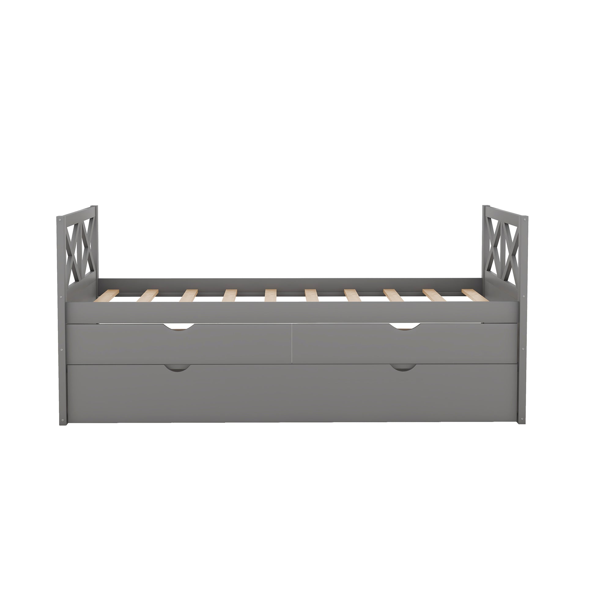 Multi Functional Daybed With Drawers And Trundle, Gray Box Spring Not Required Twin Gray Wood Pine Daybeds Pine