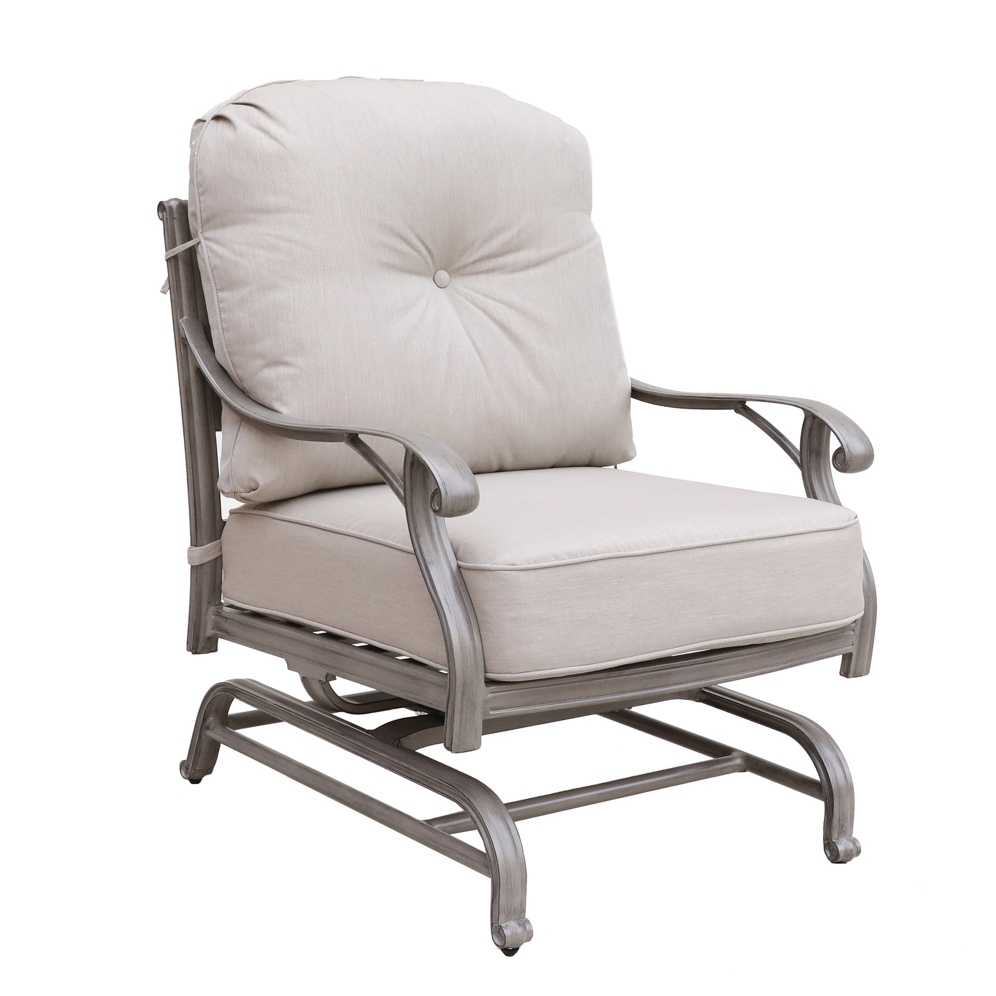 Cast Aluminum Club Motion Chair With Cushion, Set Of 2 Grey Aluminium