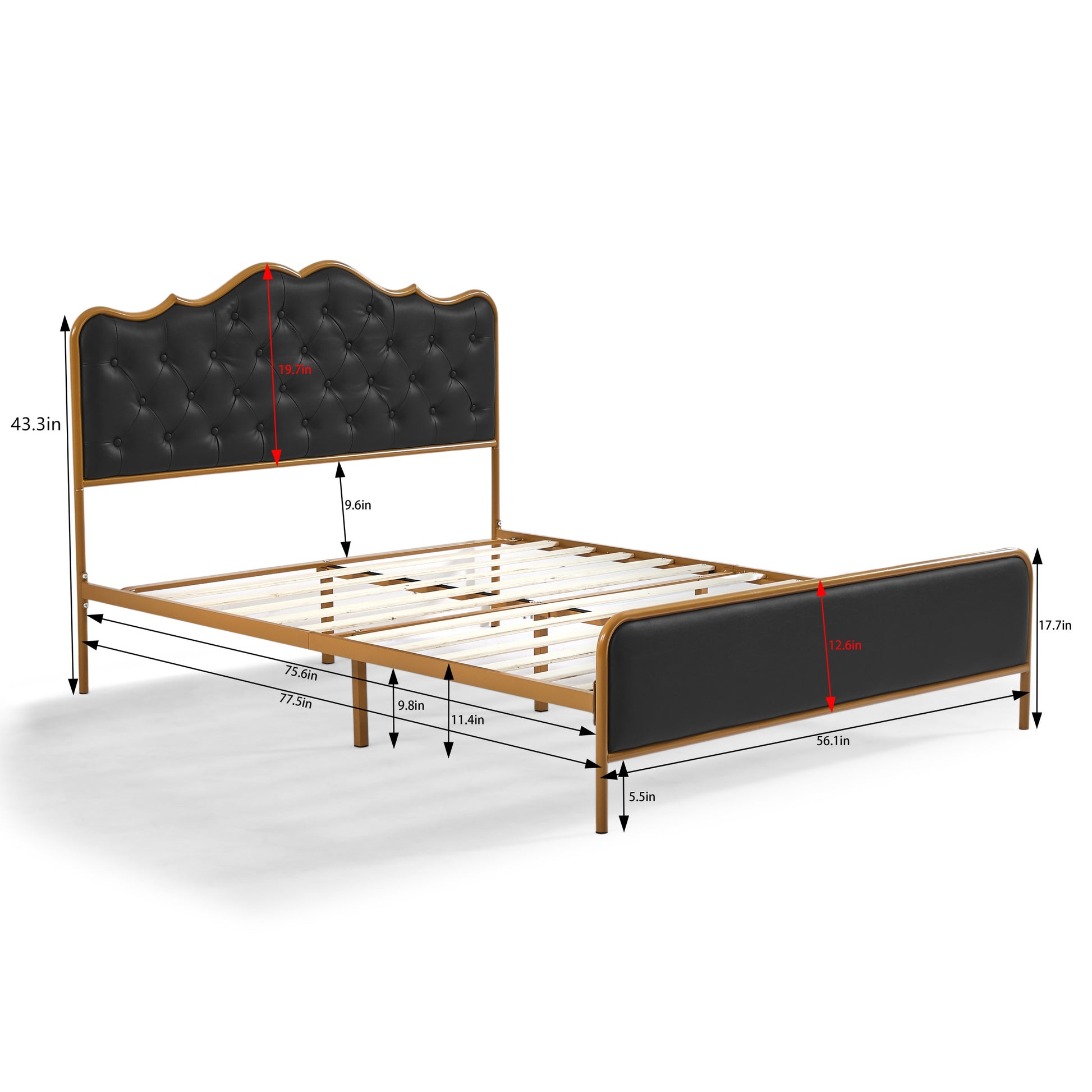 Black, Full Size Bed. Classic Buckle Backrest, Metal Frame, Solid Wood Ribs, Sponge Soft Bag, Comfortable And Elegant Atmosphere Black Foam Metal & Wood