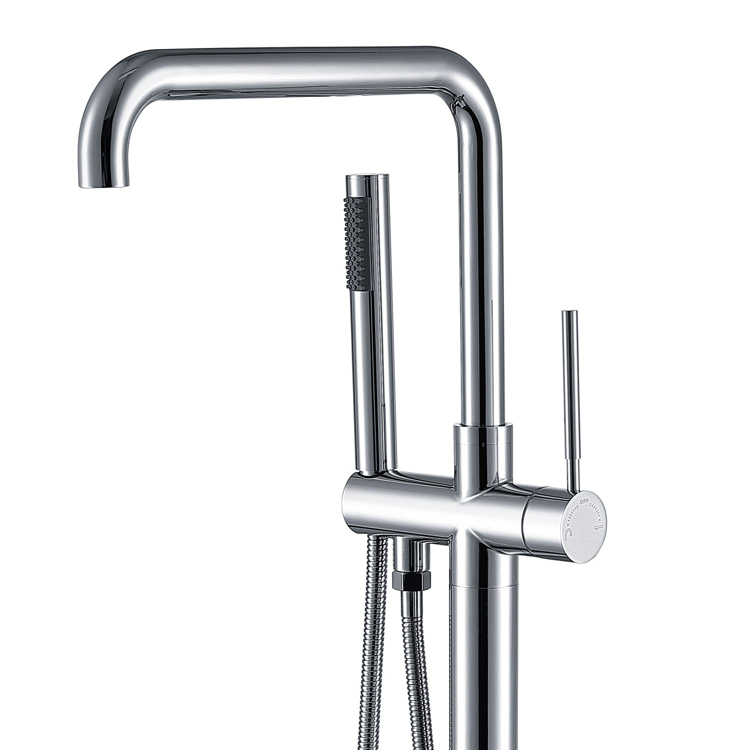 Freestanding Bathtub Faucet With Hand Shower Two Chrome Bathroom Metal Manual