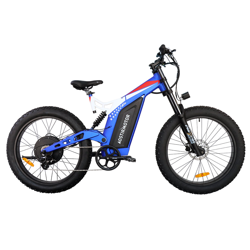 Aostirmotor 26" 1500W Electric Bike Fat Tire P7 48V 20Ah Removable Lithium Battery For Adults S17 1500W Blue Aluminium