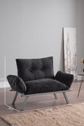 Alora Metal Legs Futon Beautiful Seat Black Chenille Metal Metal