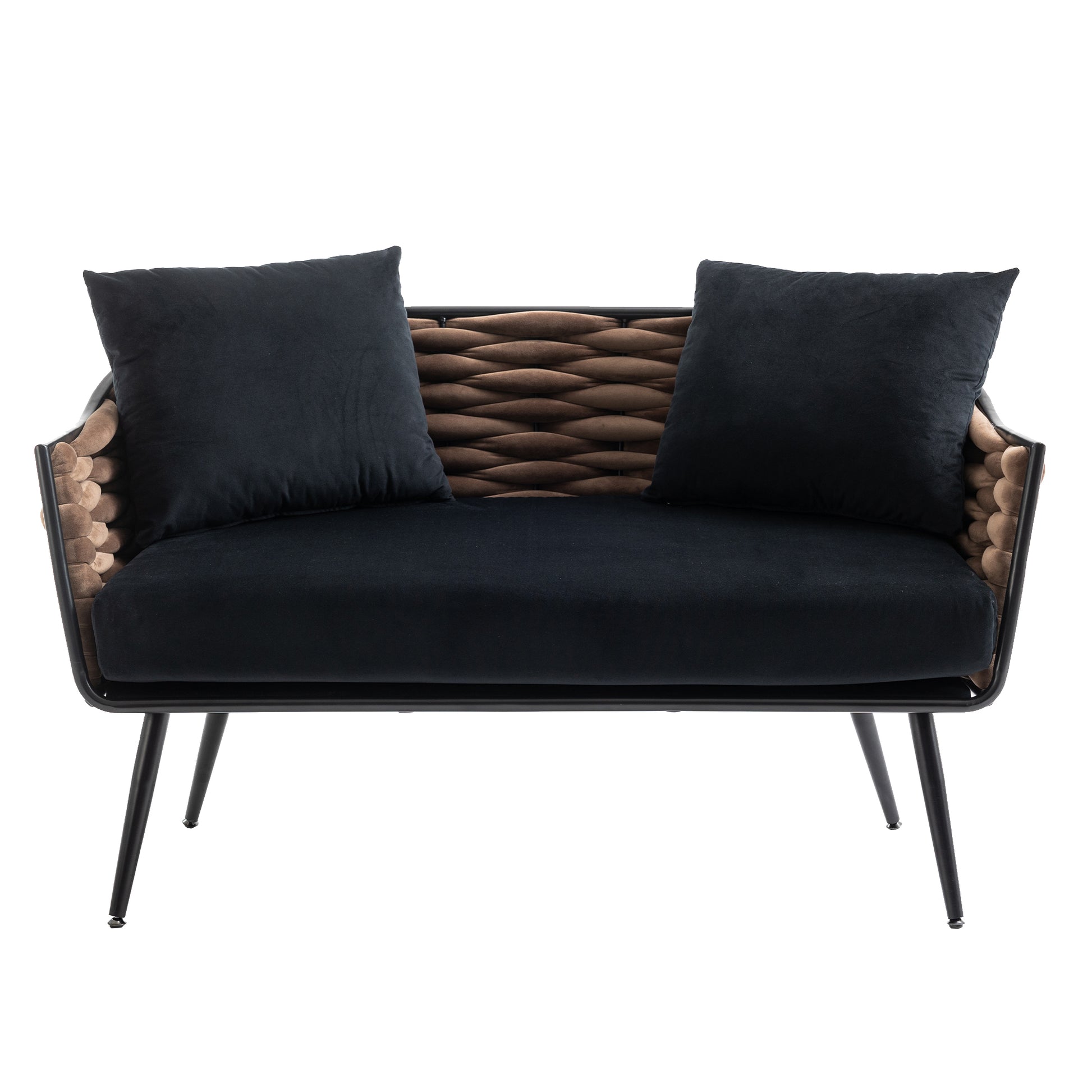 Velvet Accent Chair Modern Upholstered Armsofa Tufted Sofa With Metal Frame, Single Leisure Sofa For Living Room Bedroom Office Balcony Black Primary Living Space Velvet