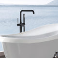 Freestanding Bathtub Faucet With Hand Shower One Matt Black Floor Mounted Bathroom Lever Handles 2 Hole Faucets Metal Manual