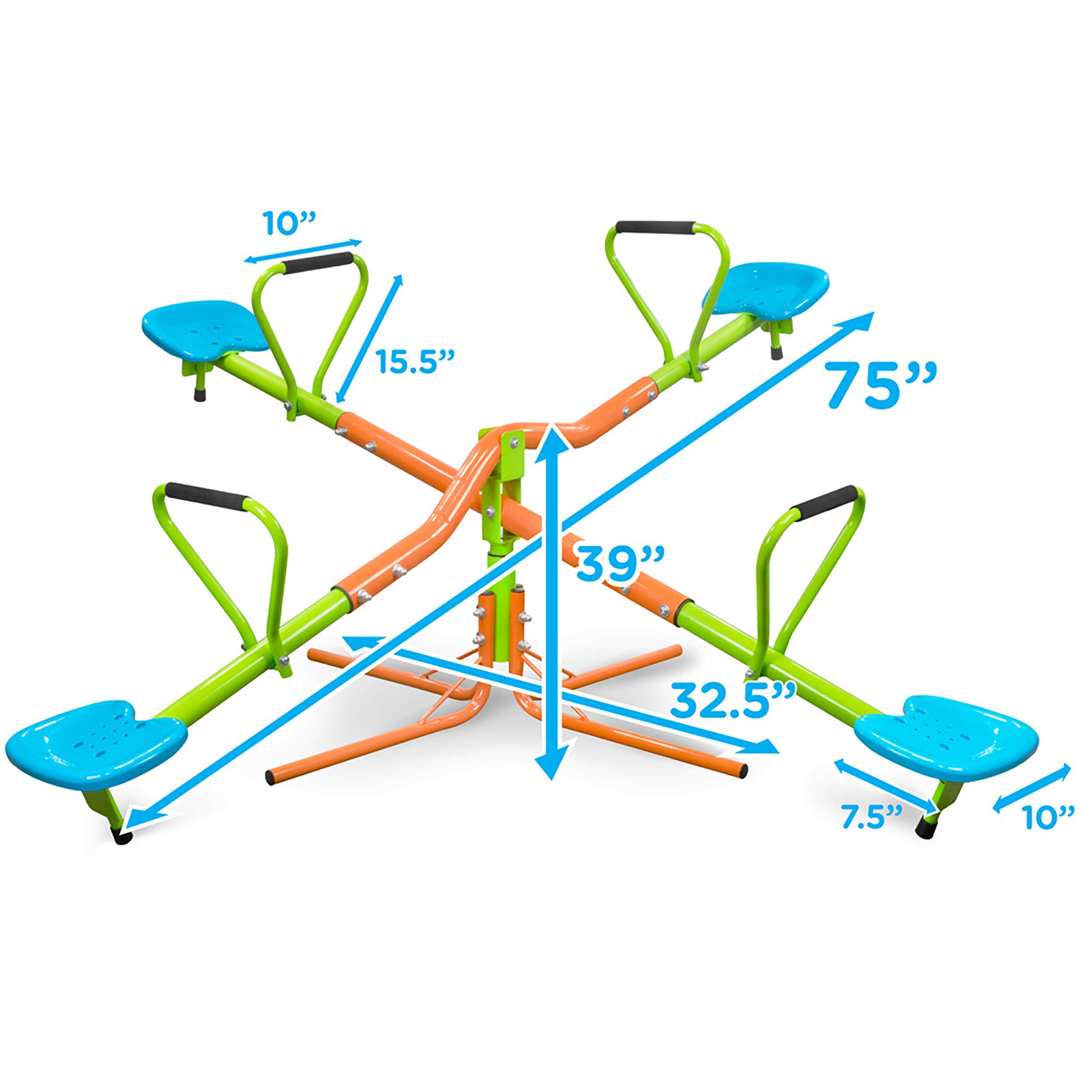 Xss004 Outdoor Playground Four Seats Seesaw For Kids 360 Degree Rotating Sturdy Plastic Seat Seesaw For Kids Seesaw Blue And Green For Kids Age 3 Green Steel