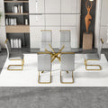 Large Modern Minimalist Rectangular Glass Dining Table With 0.39