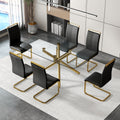 Large Modern Minimalist Rectangular Glass Dining Table With 0.39