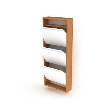 Hide 3 Tier Wood Frame Shoe Storage Walnut Wood