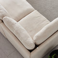 Modular Sofa With Ottoman,Filled With Down ,Soft Linen Fabric,Beige Beige Down Filling Fabric