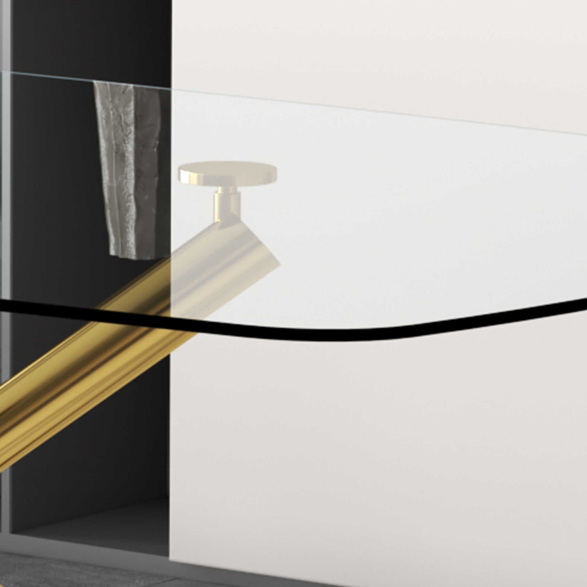 Large Modern Minimalist Rectangular Glass Dining Table For 6 8 With 0.39" Tempered Glass Tabletop And Golden Plated Metal Legs,For Kitchen Dining Living Meeting Room Banquet Hall 71'' X 39'' X30''1537 Golden Metal