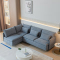 Modular L Shaped Corner Sofa, Movable Chaise Facing Left Right, Grey Cotton Linen 90.9 Inches Grey Foam Cotton Linen 3 Seat