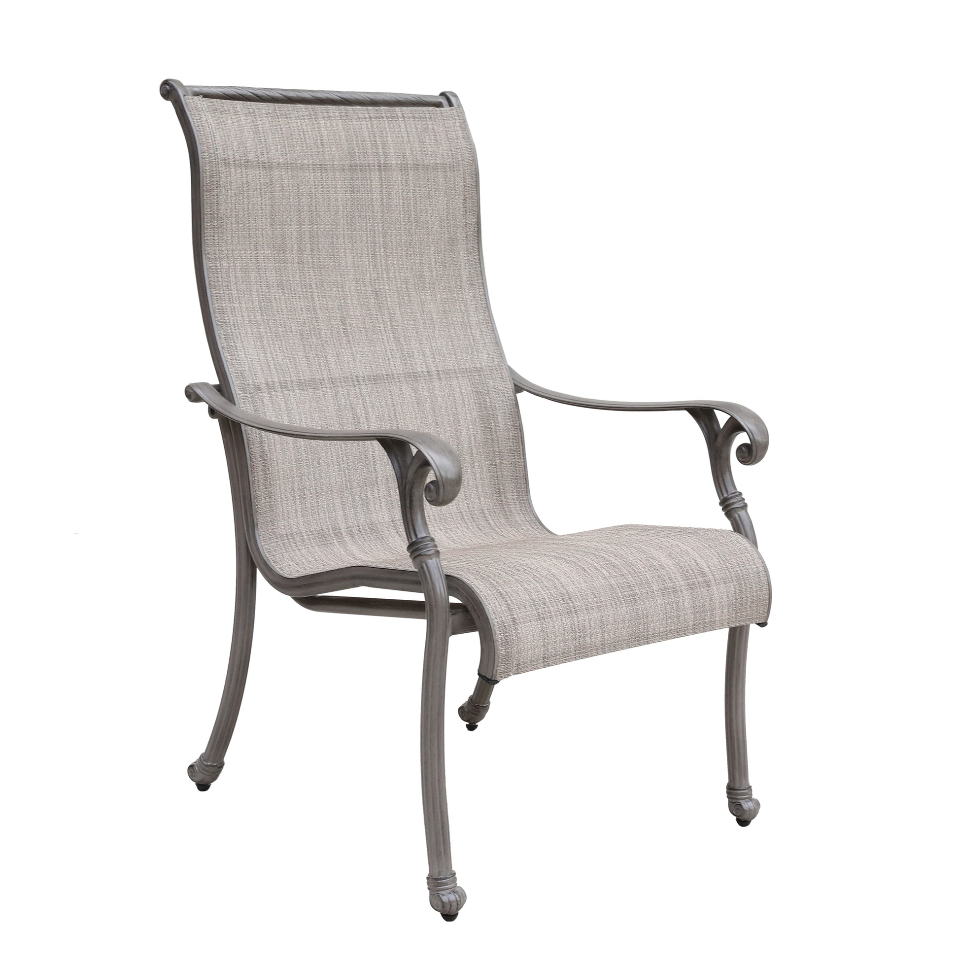 Outdoor All Weather Sling Dining Chairs, Set Of 2 Grey Aluminium