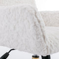 Office Chair,Artificial Rabbit Hair Home Office Chair With Golden Metal Base,Adjustable Desk Chair Swivel Office Chair,Vanity Chair Beige Beige Bedroom Foam Velvet