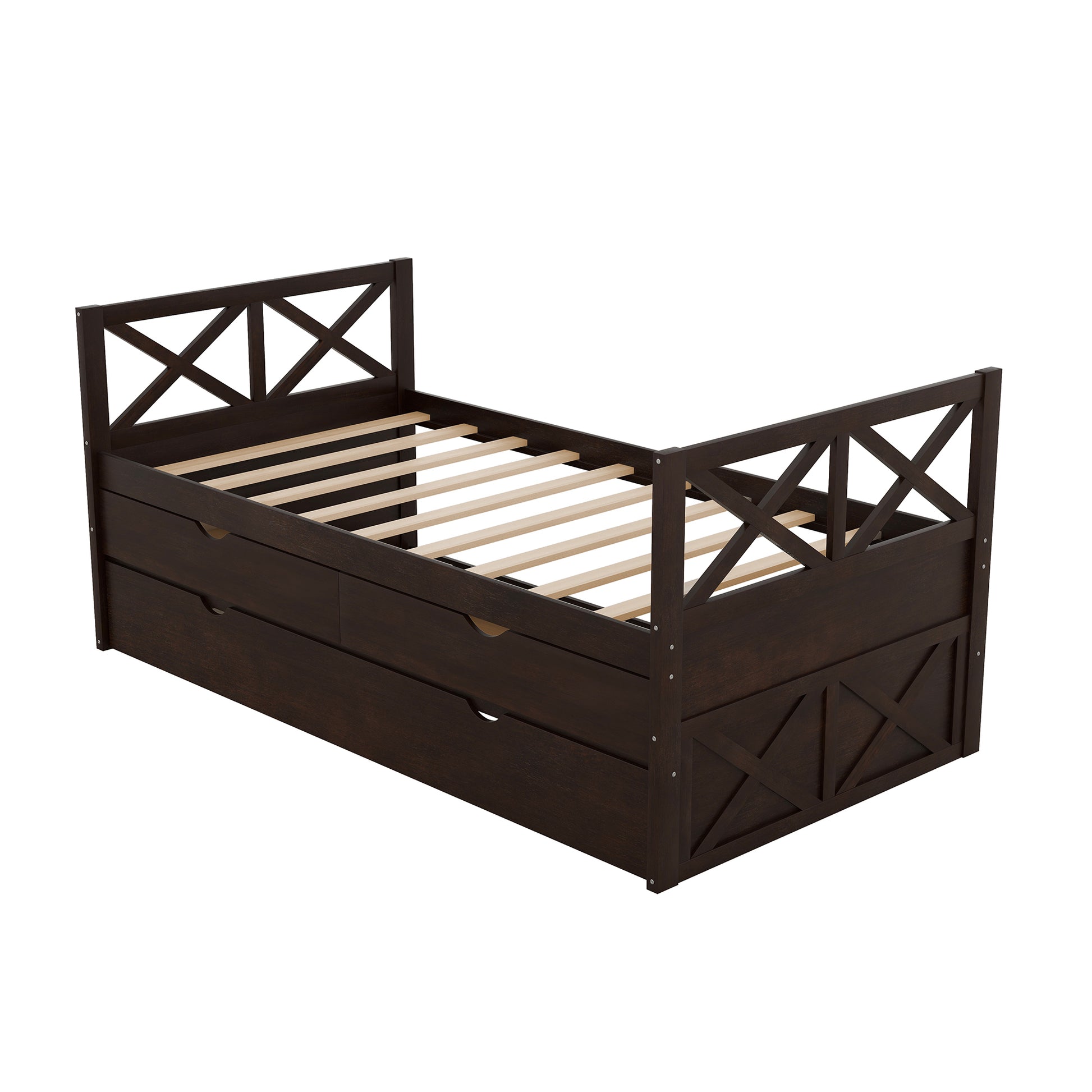 Multi Functional Daybed With Drawers And Trundle, Espresso Box Spring Not Required Twin Espresso Wood Pine Daybeds Pine