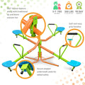 Xss004 Outdoor Playground Four Seats Seesaw For Kids 360 Degree Rotating Sturdy Plastic Seat Seesaw For Kids Seesaw Blue And Green For Kids Age 3 Green Steel