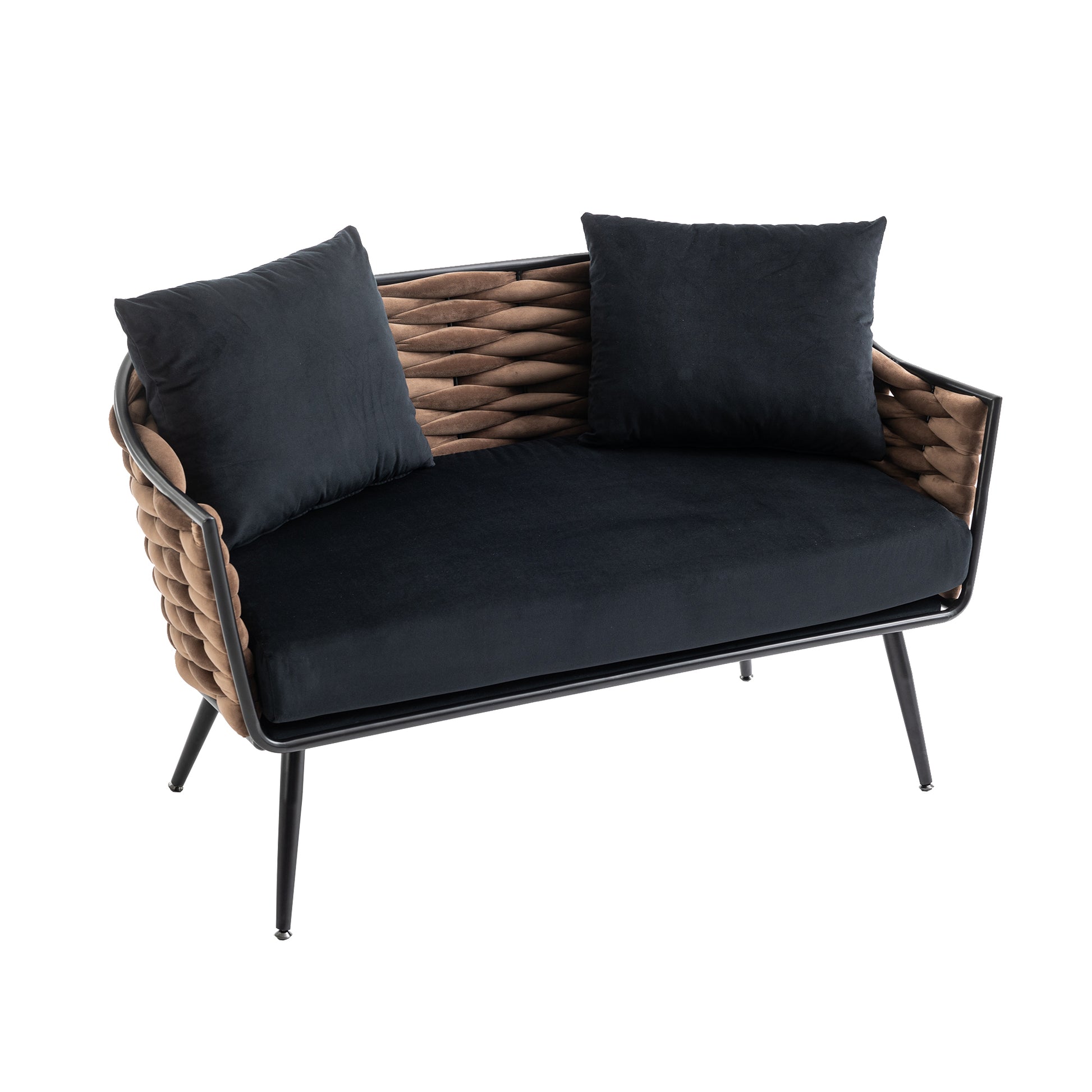 Velvet Accent Chair Modern Upholstered Armsofa Tufted Sofa With Metal Frame, Single Leisure Sofa For Living Room Bedroom Office Balcony Black Primary Living Space Velvet