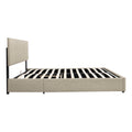 Queen Upholstered Platform Bed With Lifting Storage, Queen Size Bed Frame With Storage And Tufted Headboard,Wooden Queen Platform Bed For Kids Teens Adults,No Box Spring Needed Queen, Beige Box Spring Not Required Queen Light Beige Wood Bedroom American