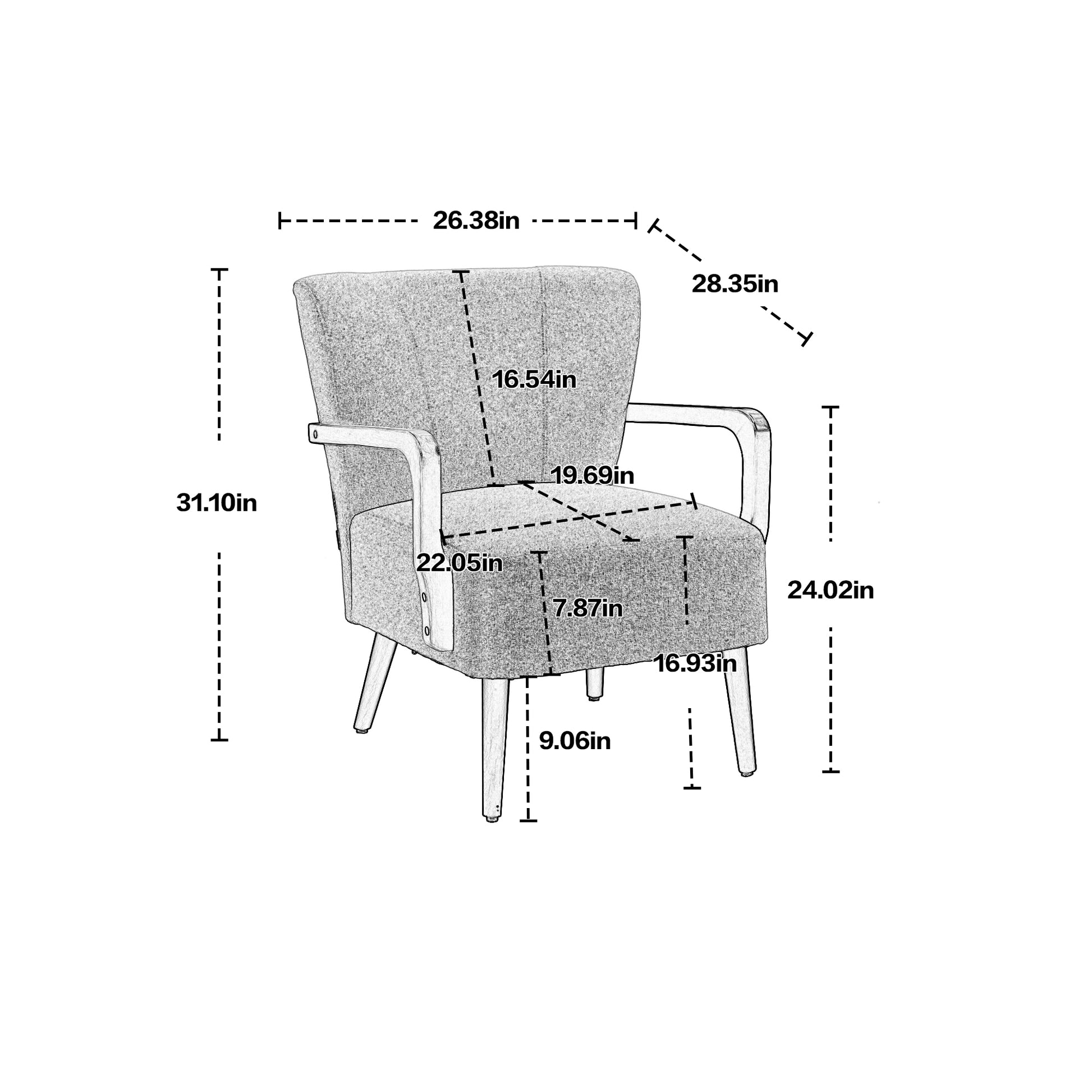 Coolmore Wood Frame Armchair, Modern Accent Chair Lounge Chair For Living Room Coffee Microsuede