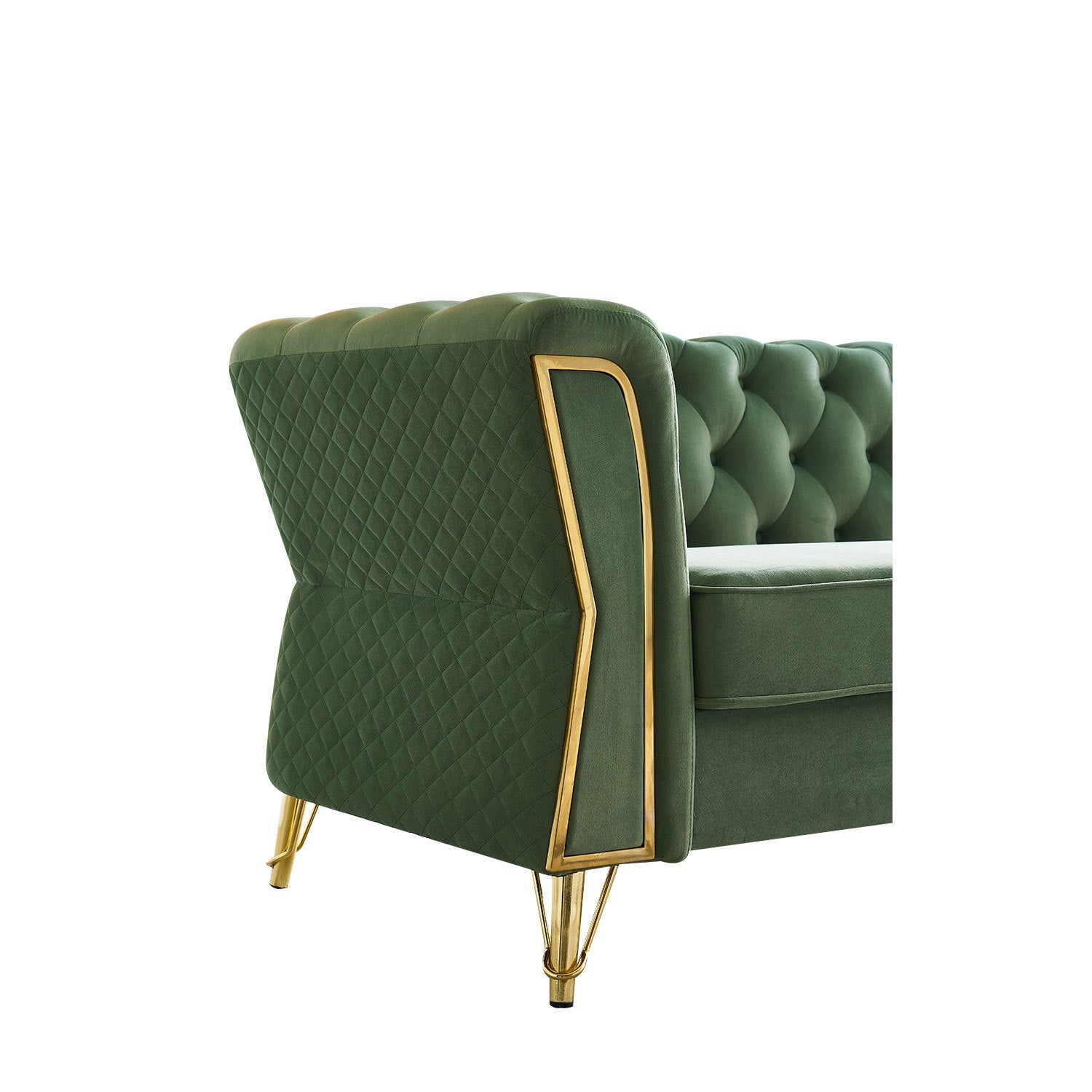Modern Tufted Velvet Sofa 87.4 Inch For Living Room Mint Green Color Mint Green Velvet Wood Primary Living Space Tufted Back Modern Flared Arms Foam Velvet 2 Seat
