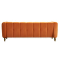 Modern Velvet Sofa 83.07 Inch For Living Room Orange Color Orange Velvet Wood Primary Living Space Tufted Back Modern Rolled Arms Foam Velvet 1 Seat