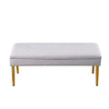 Large Storage Benches Set, Trim 2 In 1 Combination Benches, Tufted Velvet Benches With Gold Leg For Living Room, Entryway, Hallway, Bedroom Support 250Lbs Light Gray Fabric