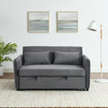 Convertible Sofa Bed, 3 In 1 Versatile Velvet Double Sofa With Pullout Bed, Seat With Adjustable Backrest, Lumbar Pillows, And Living Room Side Pockets, 54 Inch, Grey Brown Wood Primary Living Space Delicate Duty Eucalyptus 2 Seat Grey Velvet Soft Pillow