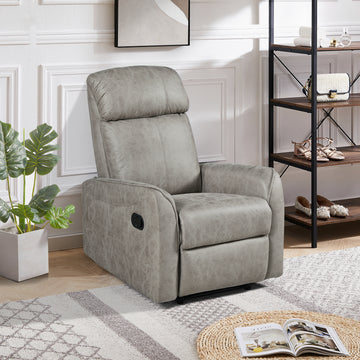 Sofa Armchair Function Sofa Lie Function Sofa Lounge Chair Chaise Chair Lie Sofa Leisure Sofa Rest Sofa Gray Faux Leather Manual Push Button Wood Primary Living Space Soft Casual Foam Tech Cloth