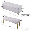 Large Storage Benches Set, Trim 2 In 1 Combination Benches, Tufted Velvet Benches With Gold Leg For Living Room, Entryway, Hallway, Bedroom Support 250Lbs Light Gray Fabric