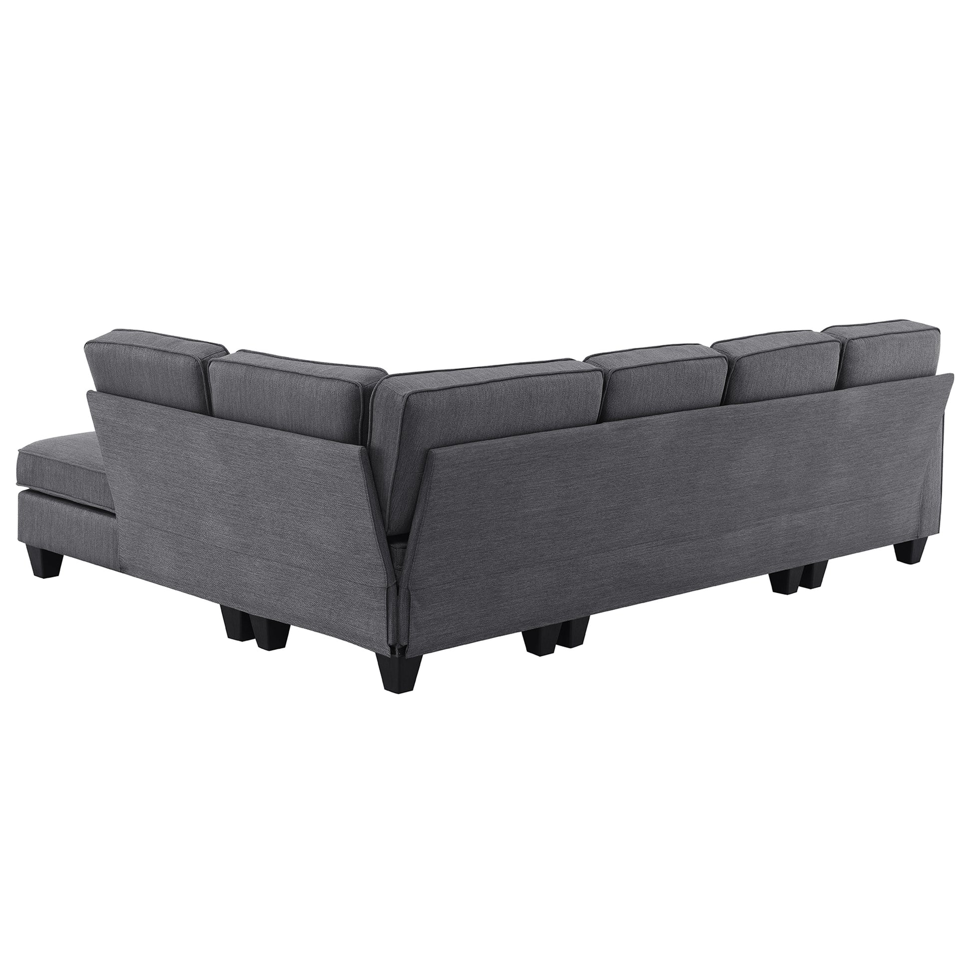 104.3*78.7" Modern L Shaped Sectional Sofa,7 Seat Linen Fabric Couch Set With Chaise Lounge And Convertible Ottoman For Living Room,Apartment,Office,3 Colors Dark Grey Fabric