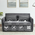 Convertible Sofa Bed, 3 In 1 Versatile Velvet Double Sofa With Pullout Bed, Seat With Adjustable Backrest, Lumbar Pillows, And Living Room Side Pockets, 54 Inch, Grey Brown Wood Primary Living Space Delicate Duty Eucalyptus 2 Seat Grey Velvet Soft Pillow