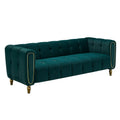Modern Velvet Sofa 83.07 Inch For Living Room Green Color Green Velvet Wood Primary Living Space Tufted Back Modern Rolled Arms Foam Velvet 1 Seat