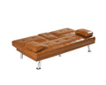 Tan Foldable Sofa Bed With Cup Holder Tan Wood Primary Living Space Medium Firm Foam Technical Leather