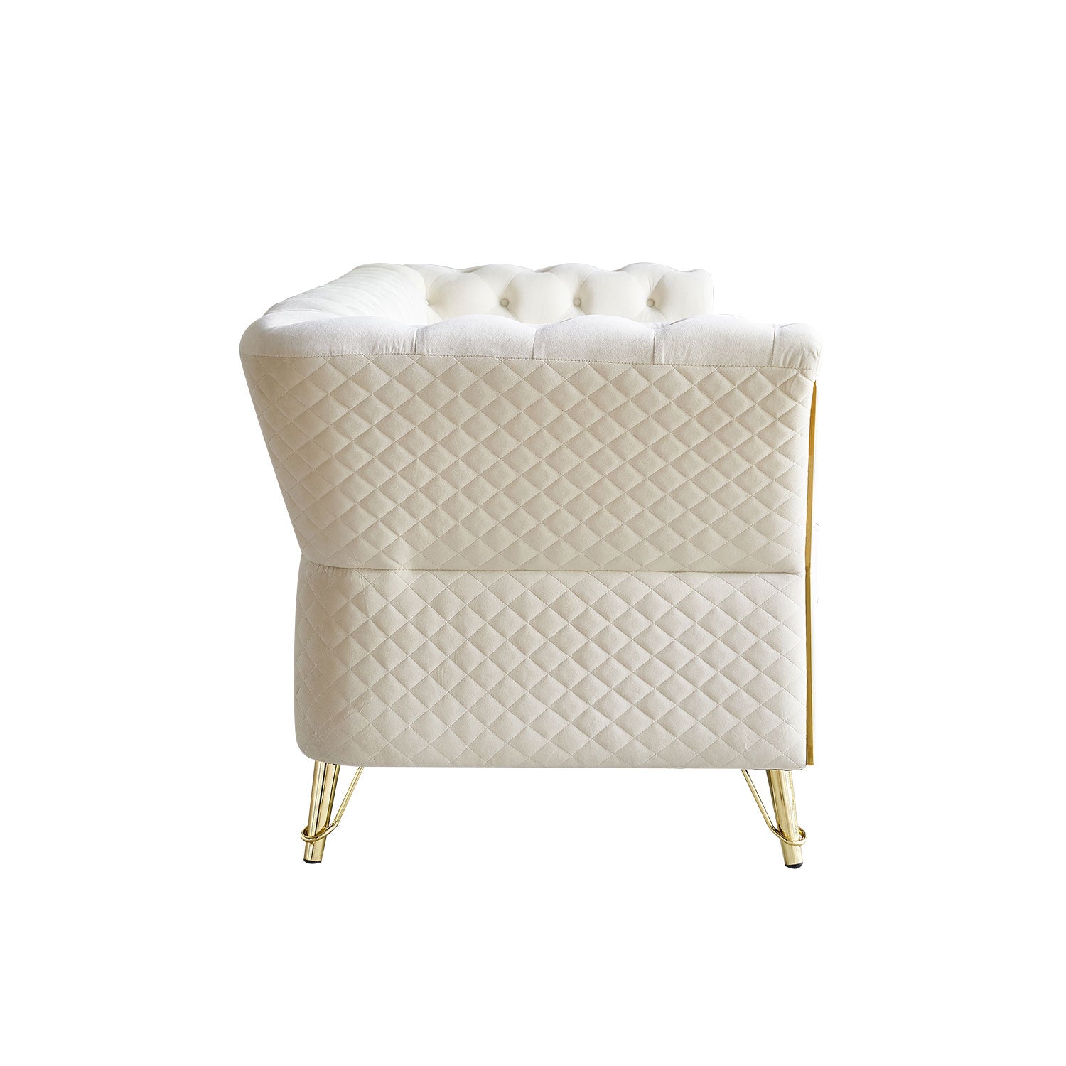 Modern Tufted Velvet Sofa 87.4 Inch For Living Room Beige Color Beige Velvet Wood Primary Living Space Tufted Back Modern Flared Arms Foam Velvet 2 Seat