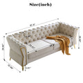 Modern Tufted Velvet Sofa 87.4 Inch For Living Room Beige Color Beige Velvet Wood Primary Living Space Tufted Back Modern Flared Arms Foam Velvet 2 Seat