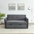 Convertible Sofa Bed, 3 In 1 Versatile Velvet Double Sofa With Pullout Bed, Seat With Adjustable Backrest, Lumbar Pillows, And Living Room Side Pockets, 54 Inch, Grey Brown Wood Primary Living Space Delicate Duty Eucalyptus 2 Seat Grey Velvet Soft Pillow